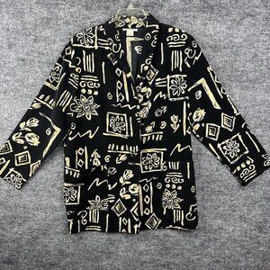 Ship N Shore Women Black Multi Shirt, Size L, Style 202 632, Cut # 41971